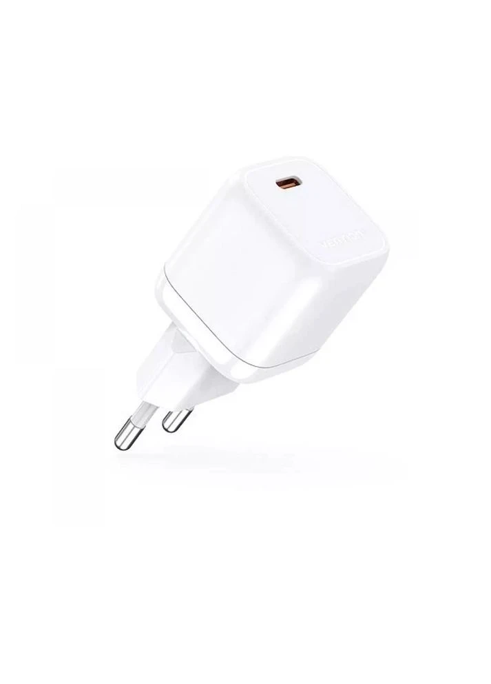 Мережевий зарядний пристрій 1-port USB-C GaN Charger(30W) EU-Plug White () () Vention FAKW0-EU (361348400)
