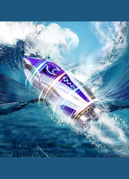 Дитячий міні-катер Otters з дистанційним керуванням високошвидкісний трюковий з підсвічуванням фіолетовий ORIGINAL (305836643)