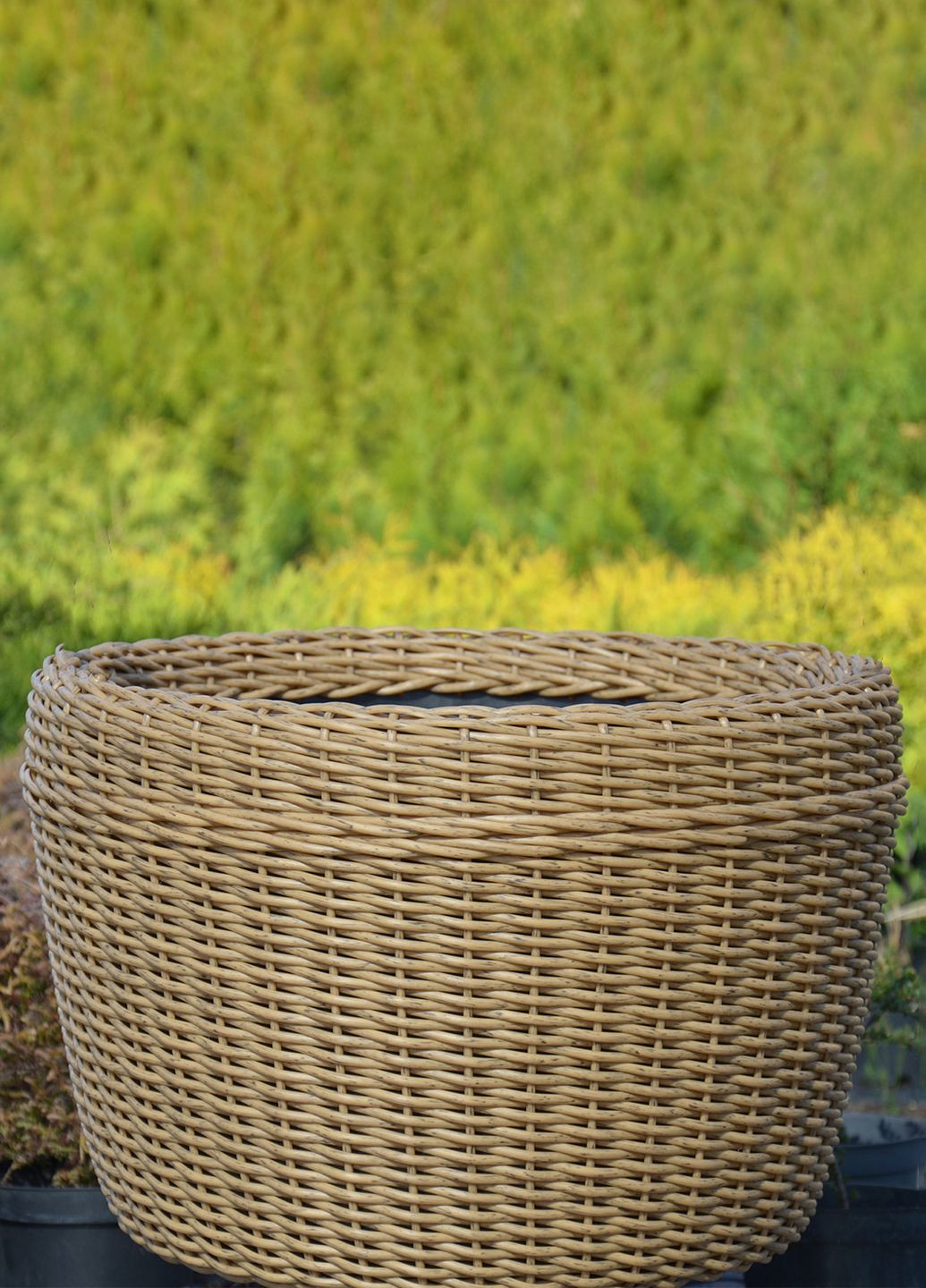 Кашпо большое 60 литров (горшок для цветов и растений), Вазон из искусственного ротанга ручной работы. Цвет Дерево Handmade (329193712)