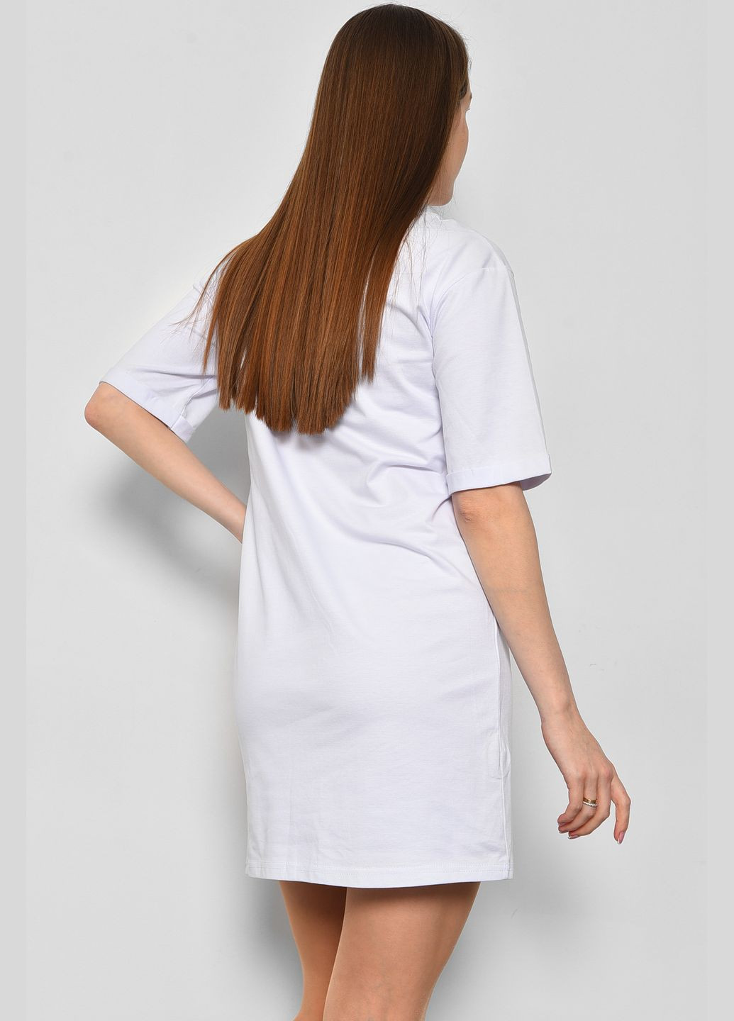 Туника женская из ткани лакоста белого цвета Let's Shop (290981410)