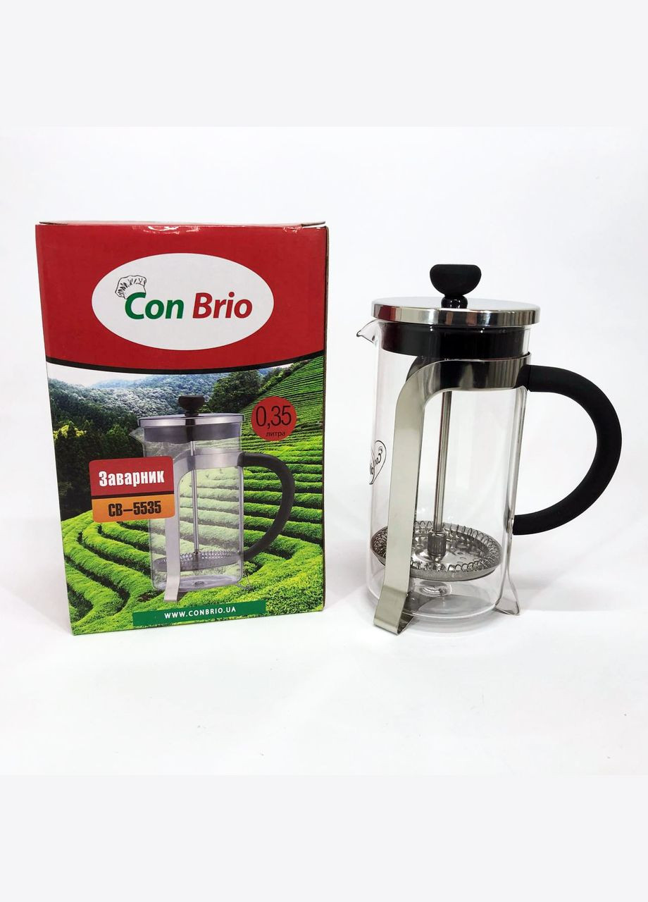 Заварник для чаю CB-5535 350 мл, Френч прес скляний на кухню, Заварник скляний OV-366 з пресом Con Brio (349512057)