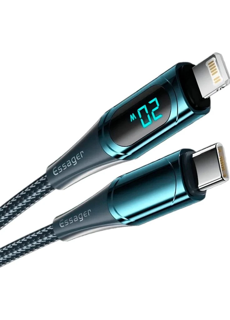 Дата кабель (ek20107) Essager USB-C to Lightning 2.0m 20W Digital Display blue (391782260)