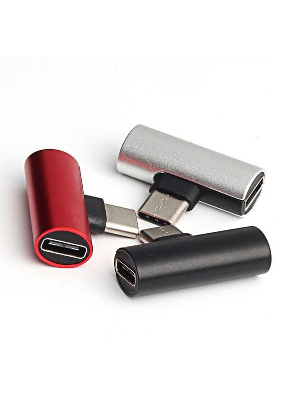 Перехідник-сплітер 2 в 1 USB-C Type C в USB-C Type C адаптер для заряджання та прослуховування музики (червоний) China (366874697)