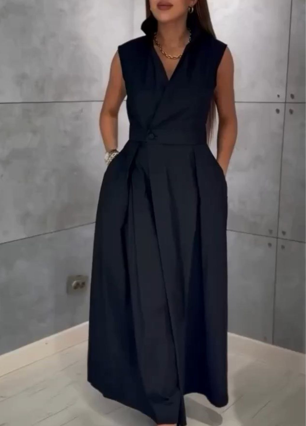 Комбінезон максі з широкими штанами Tik-Tak комбінезон-брюки чорний повсякденний, вечірній бавовна