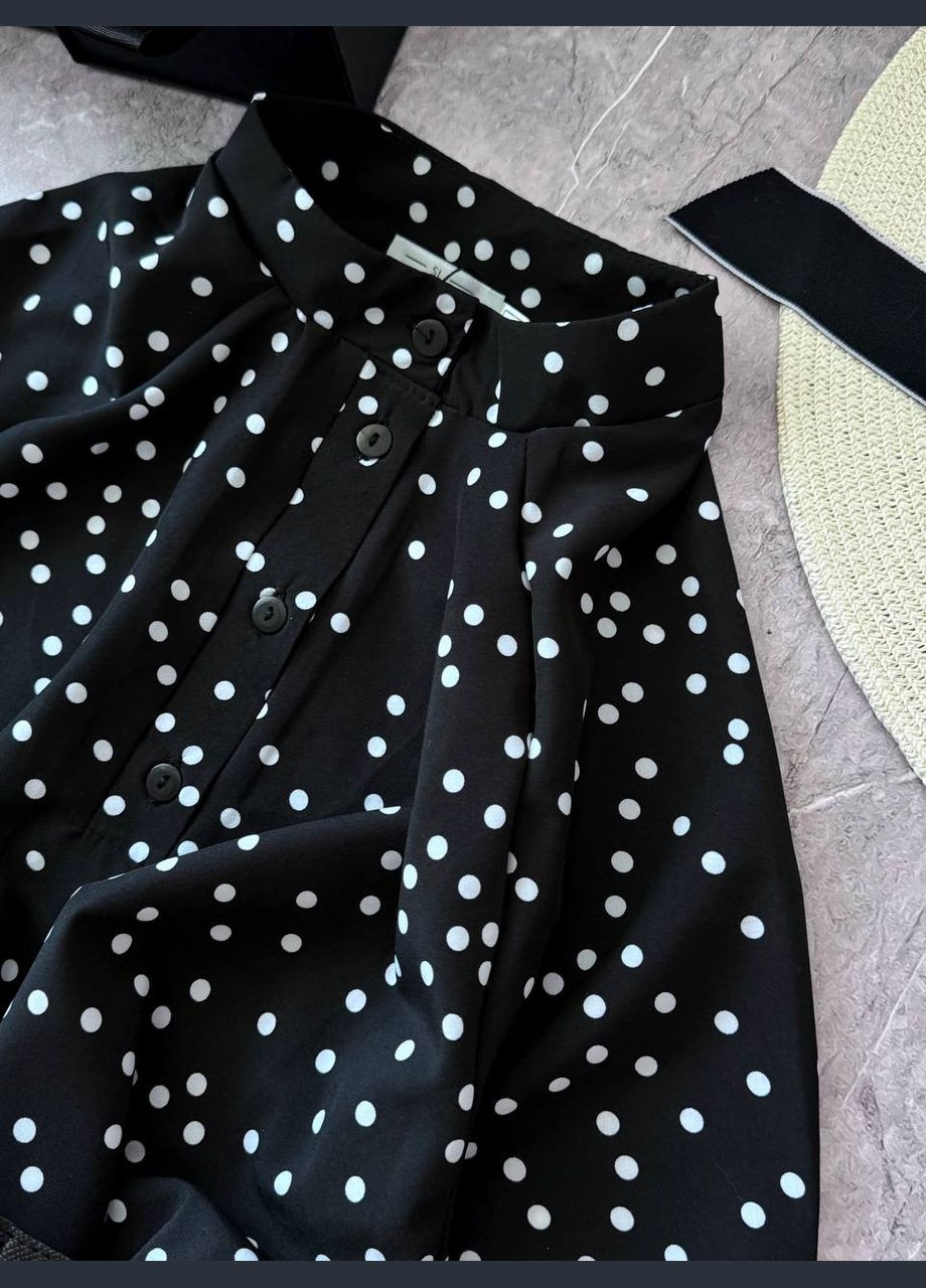 Черно-белое повседневный, кэжуал женское черно-белое платье No Brand в горошек