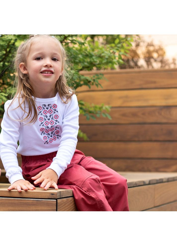 Белая вышиванка из трикотажа для девочек модный карапуз Trendy Tot трикотаж (370972645)