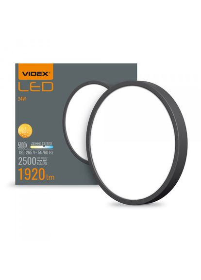 LED Світильник круглий накладний 24W 5000K Black Videx (366218231)