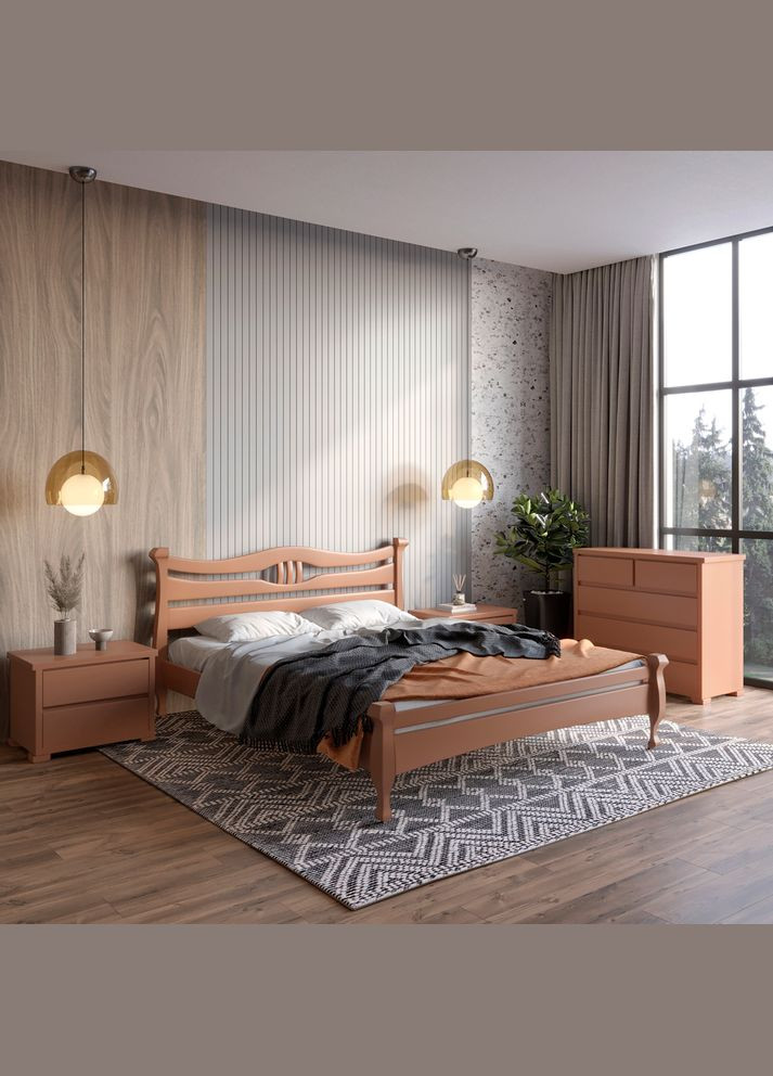 Односпальне дерев'яне ліжко Даллас (RAL8025) 90х200 см (MBG-6015) Mebigrand (366086051)