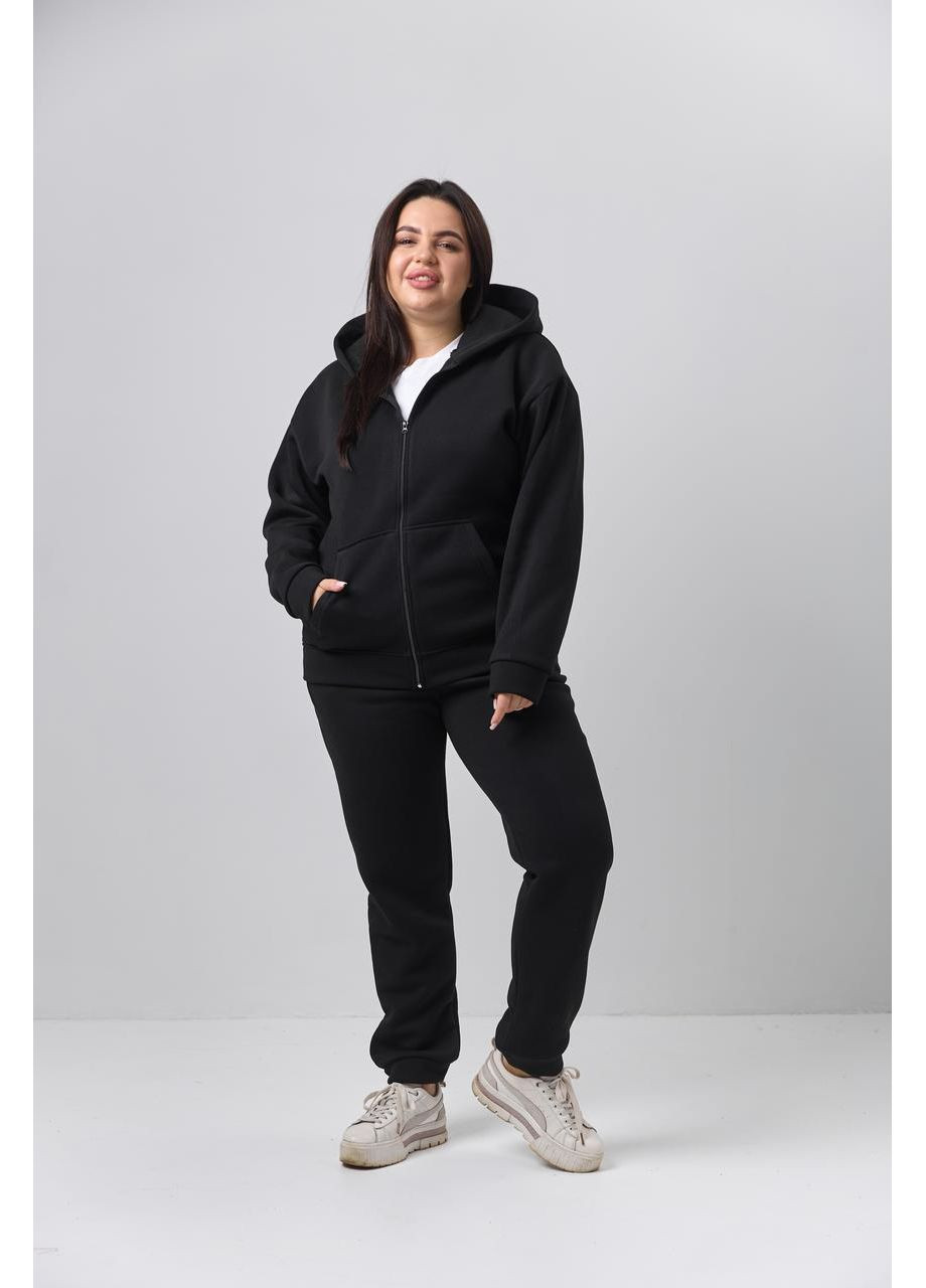 Жіночий спортивний костюм на флісі, теплий на замку Black No Brand (367623969)