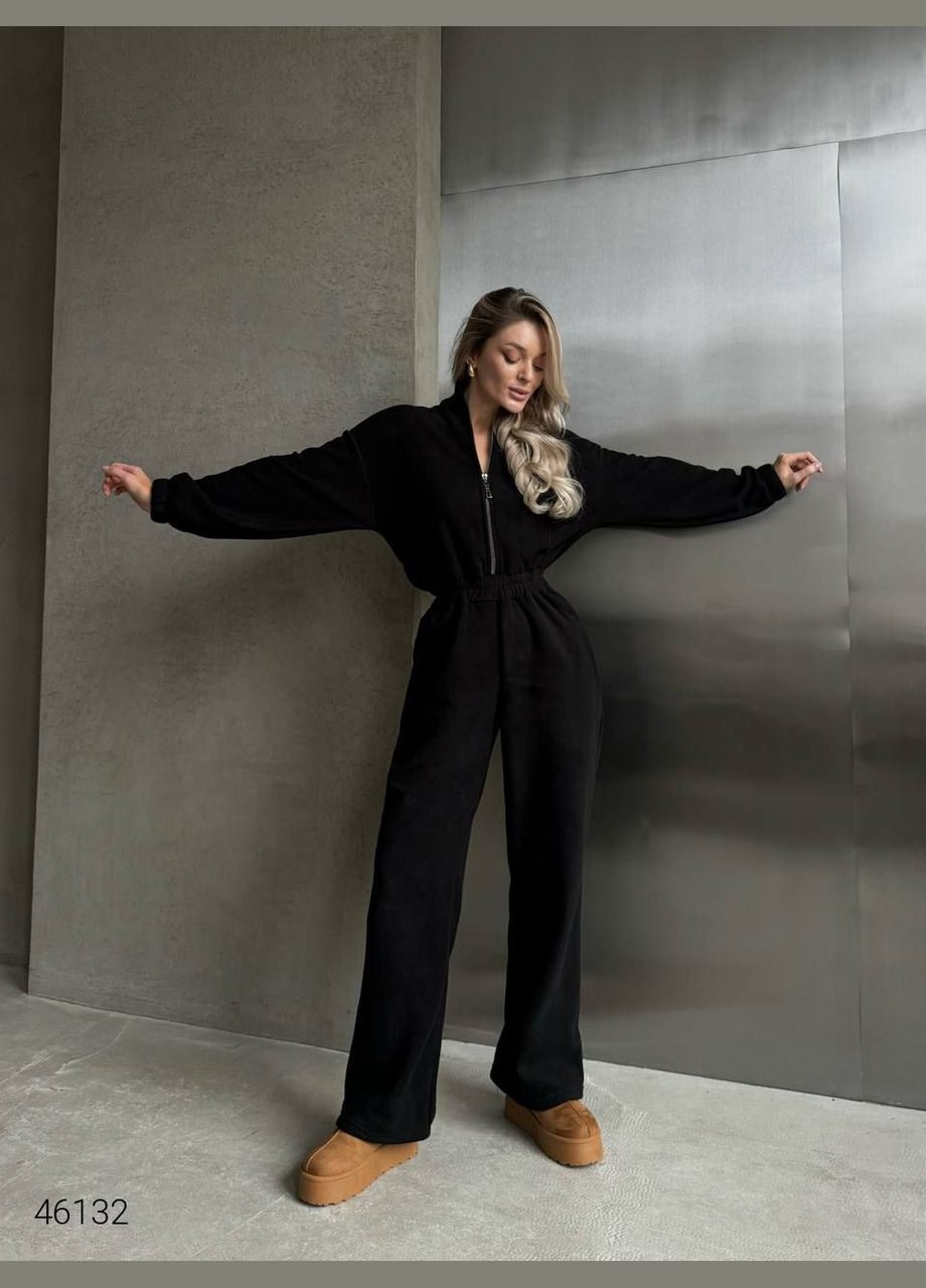 Комбинезон женский на флисе Liton комбинезон-брюки чёрный повседневный флис