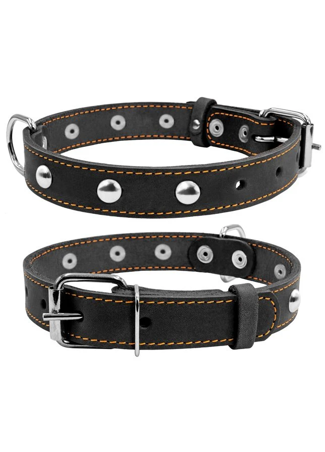 Ошейник "" одинарный с украшениями (ширина 20мм, длина 32-40см) черный Collar (322001750)