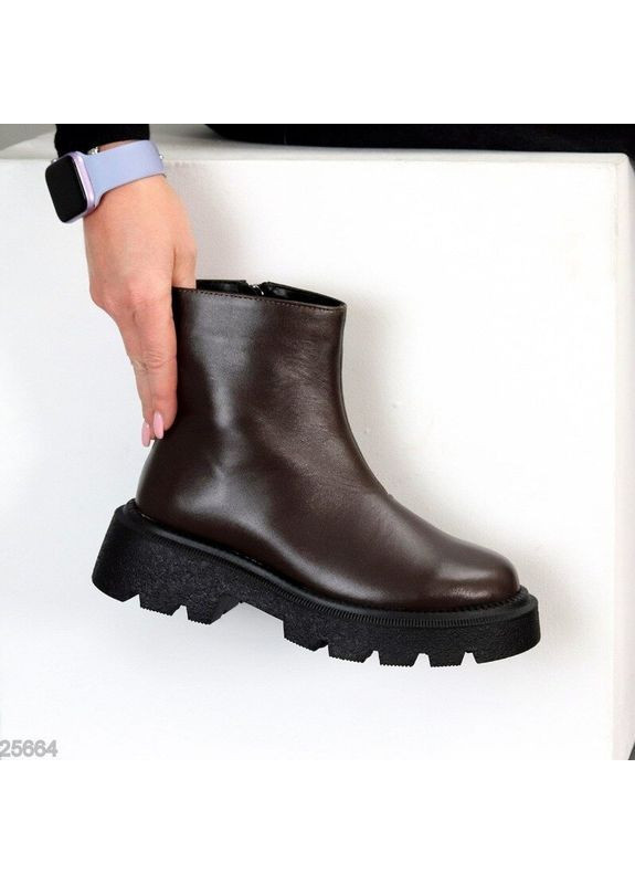 Зимові шкіряні шоколадні черевики, зимові ботінки шоколад, шкіряні коричневі черевики на зиму, ботінки зима Україна код 25664 Garti Rosta (371993022)