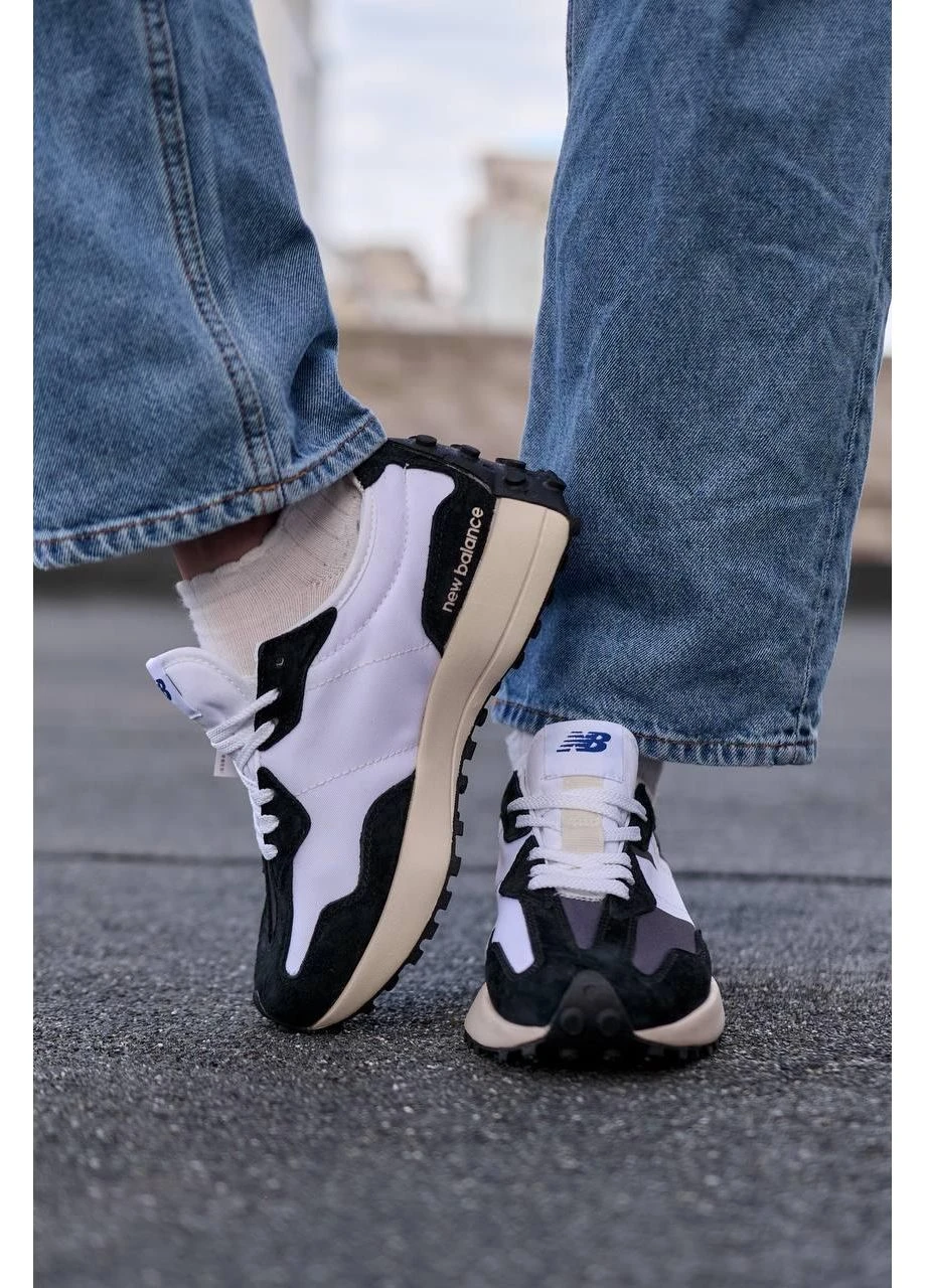 Білі кросівки чоловічі new balance 327 black white premium нью беланс 327 білі демісезон No Brand