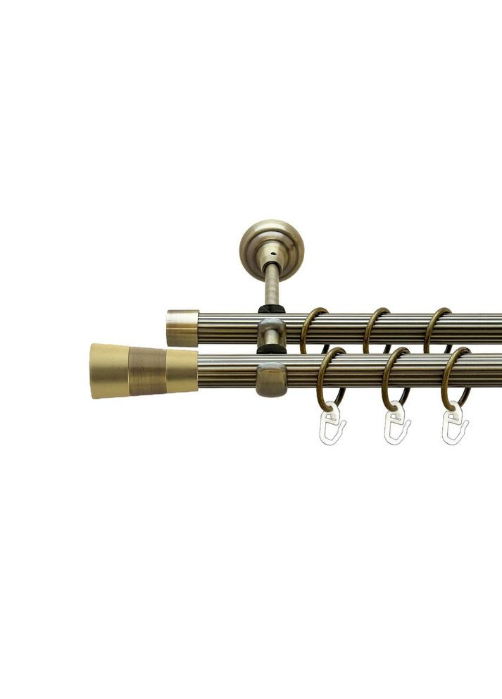 Карниз Валео металлический двухрядный открытая рифленая труба Антик 19\19 мм 300 см (00-00022080) ORVIT (300688650)