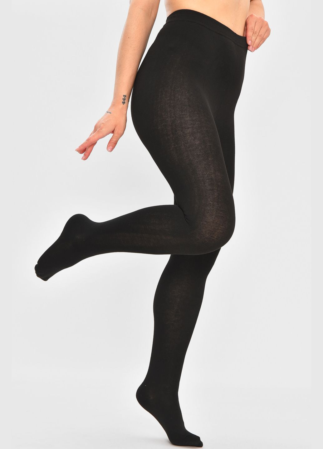 Колготи жіночі напівбатальні на флісі чорного кольору розмір 7XL Let's Shop (345569411)