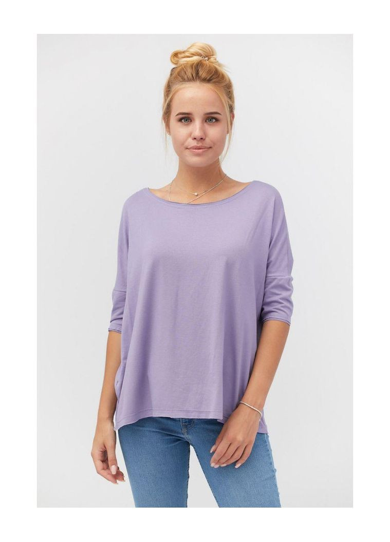 Женская футболка сиреневая оверсайз из хлопка (ak8378p) Art Knit - (334893305)