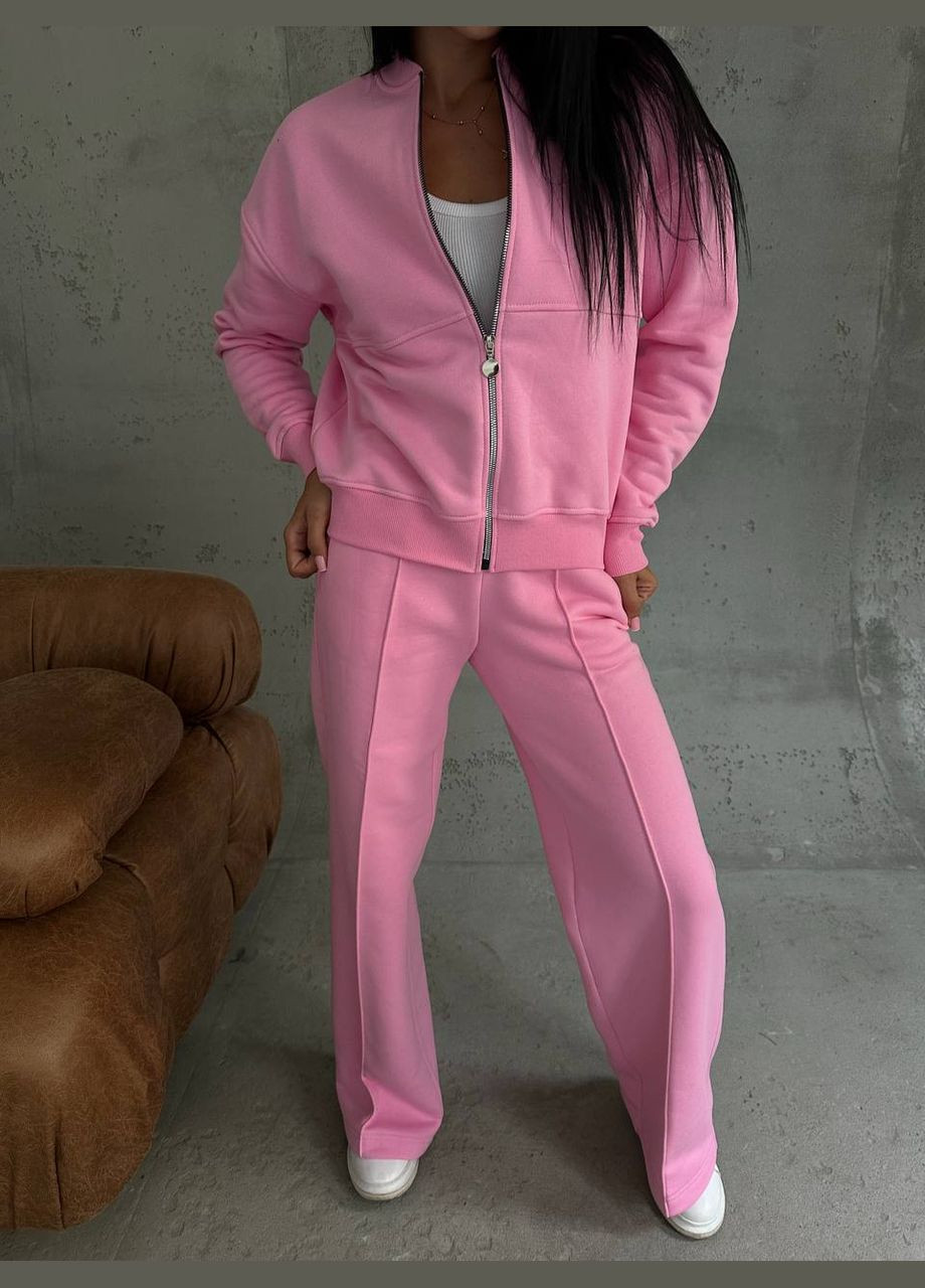 Женский теплый качественный спортивный костюм: кофта бомбер на молнии и брюки палаццо со стрелками с утеплением No Brand (316094550)