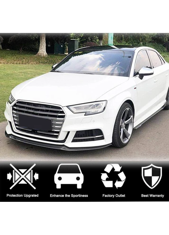 Накладка на передний бампер Lip V3 (для S-Line Sedan 2017-2020, Карбон) для Ауди A3 рр A+ (392171589)