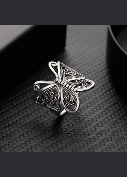 Кольцо мед серебро женское длинное кольцо серебристая бабочка с узорами р. регулируемый Fashion Jewelry (290114027)