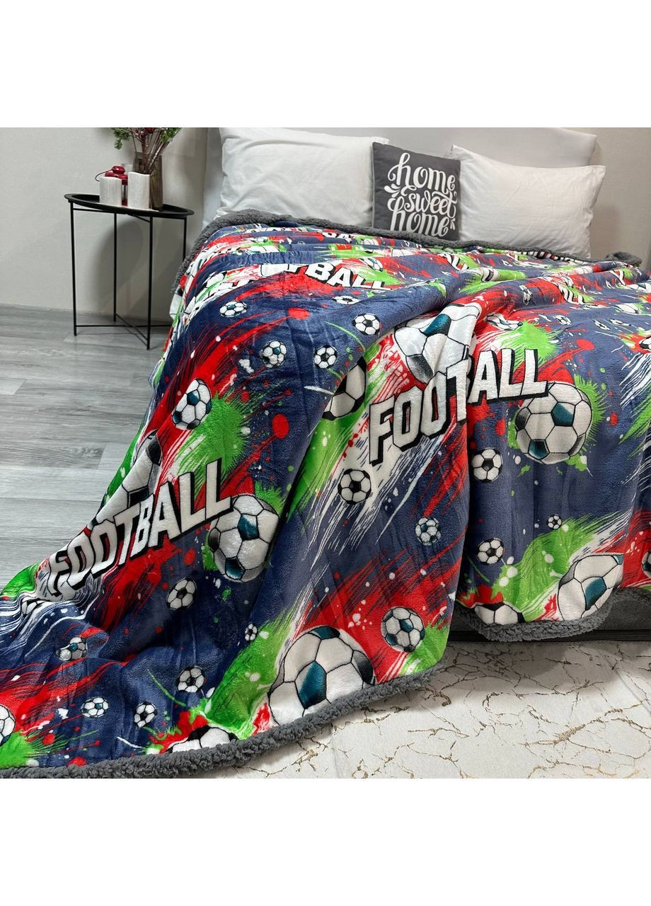Двосторонній Плед "Comfort & Style" (Велюр + Teddy Fur), розмір 150*210 см синього кольору з малюнком No Brand (367078091)