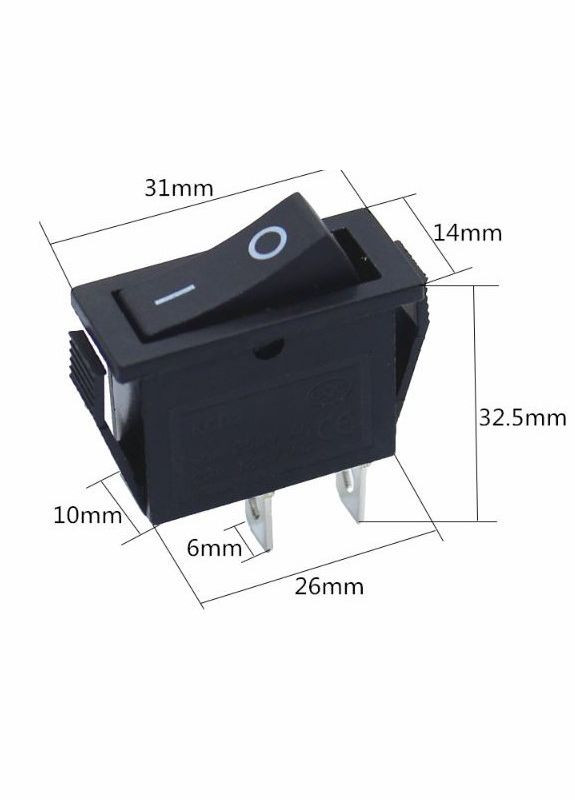 Выключатель клавишный (кулисный) ON-OFF 31х14мм Huada (301085324)