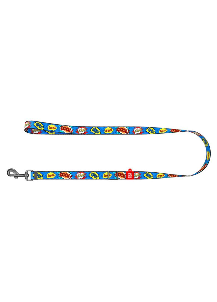 Повідець для собак нейлоновий Nylon, малюнок "ВАУ", регульований, Ш 20 мм, Дов 152-183 см WAUDOG (322642574)