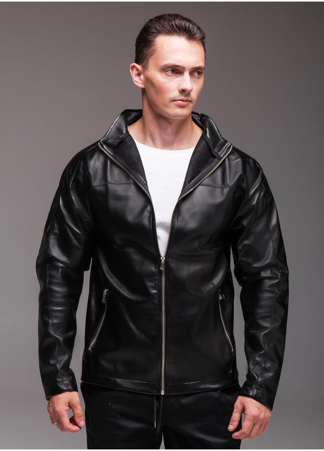 Чорна демісезонна куртка чоловіча демісезонна косуха No Brand