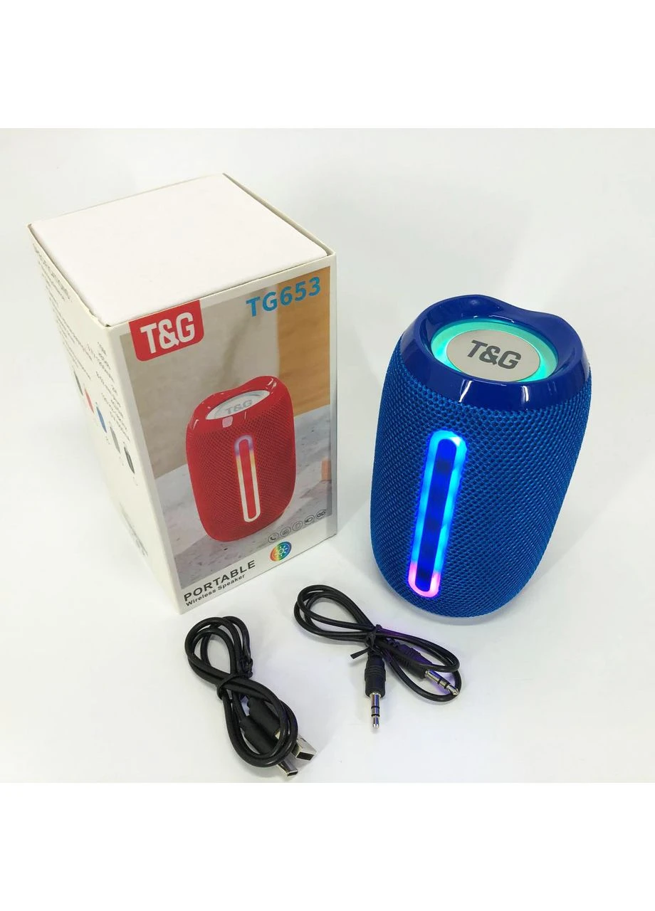 Портативная Bluetooth-колонка TG653 USB с ремешком, Беспроводная колонка портативная мощная. Цвет: синий TG (396800379)