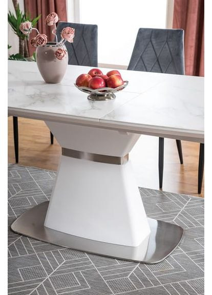 Стол обеденный раскладной Saturn II Ceramic 90х160 (210) Эффект Мармура / Белый Мат SATURNIICBB160 Signal (372178206)