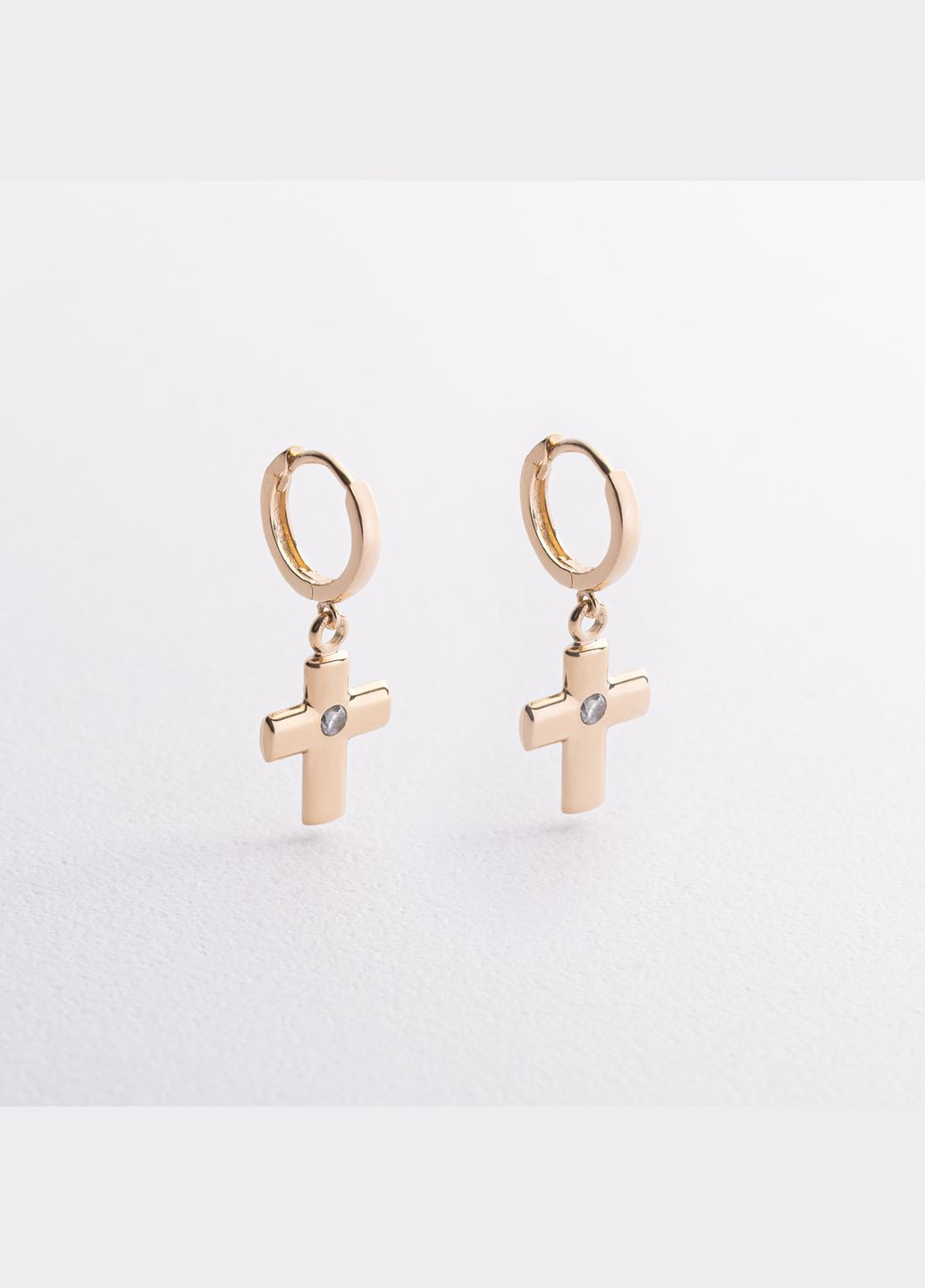 Золоті сережки Хрестики (фіаніти) с04416 Oniks (338254693)