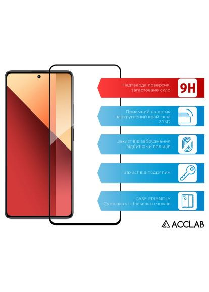 Скло захисне (1283126583780) ACCLAB Full Glue Xiaomi Redmi Note 13 Pro 4G Black (366519311)