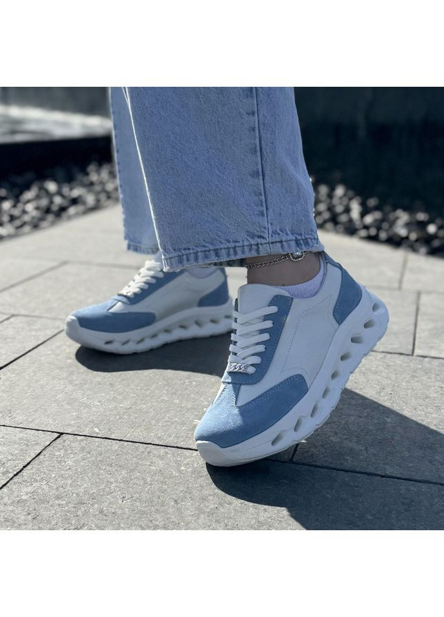 Кросівки жіночі на шнурівці. Колір блакитний, білий. 39 розмір Vasha para комбіновані демісезони (367583192)