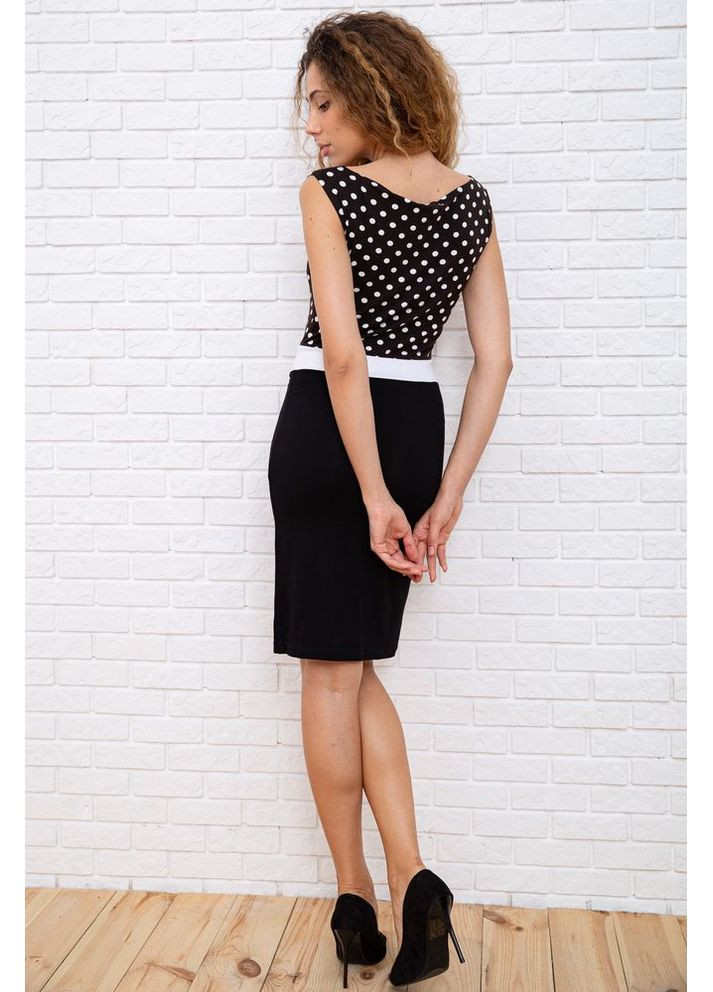 Чорна коротка пряма сукня, чорного кольору в горох, 167r099 Ager