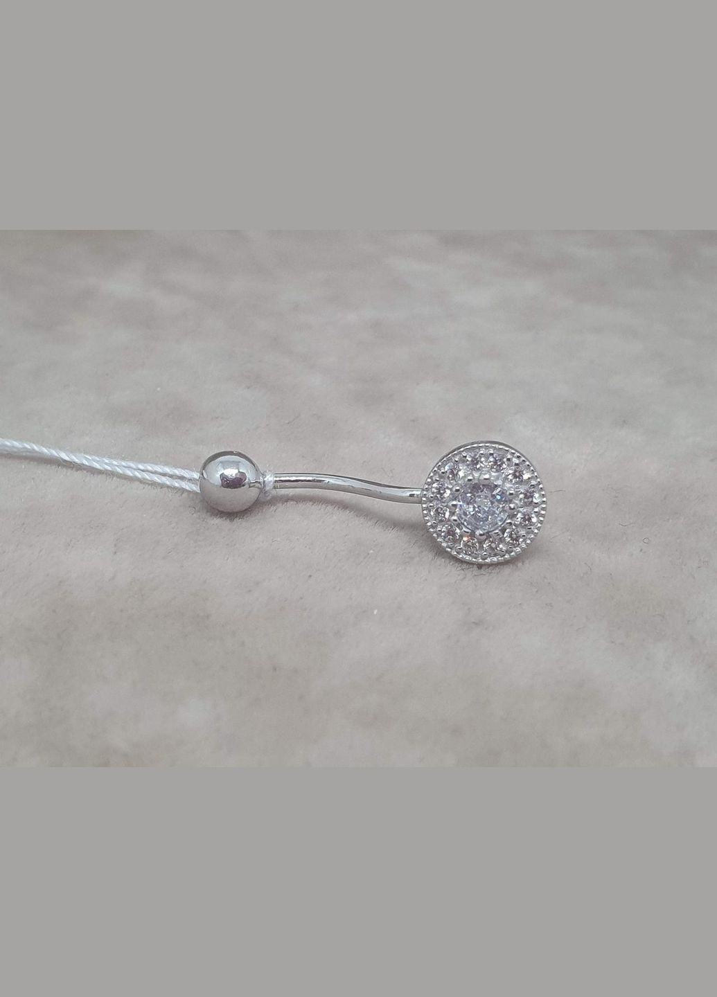 Срібна сережка для пірсингу пупка. 6021 Ірій (325405709)