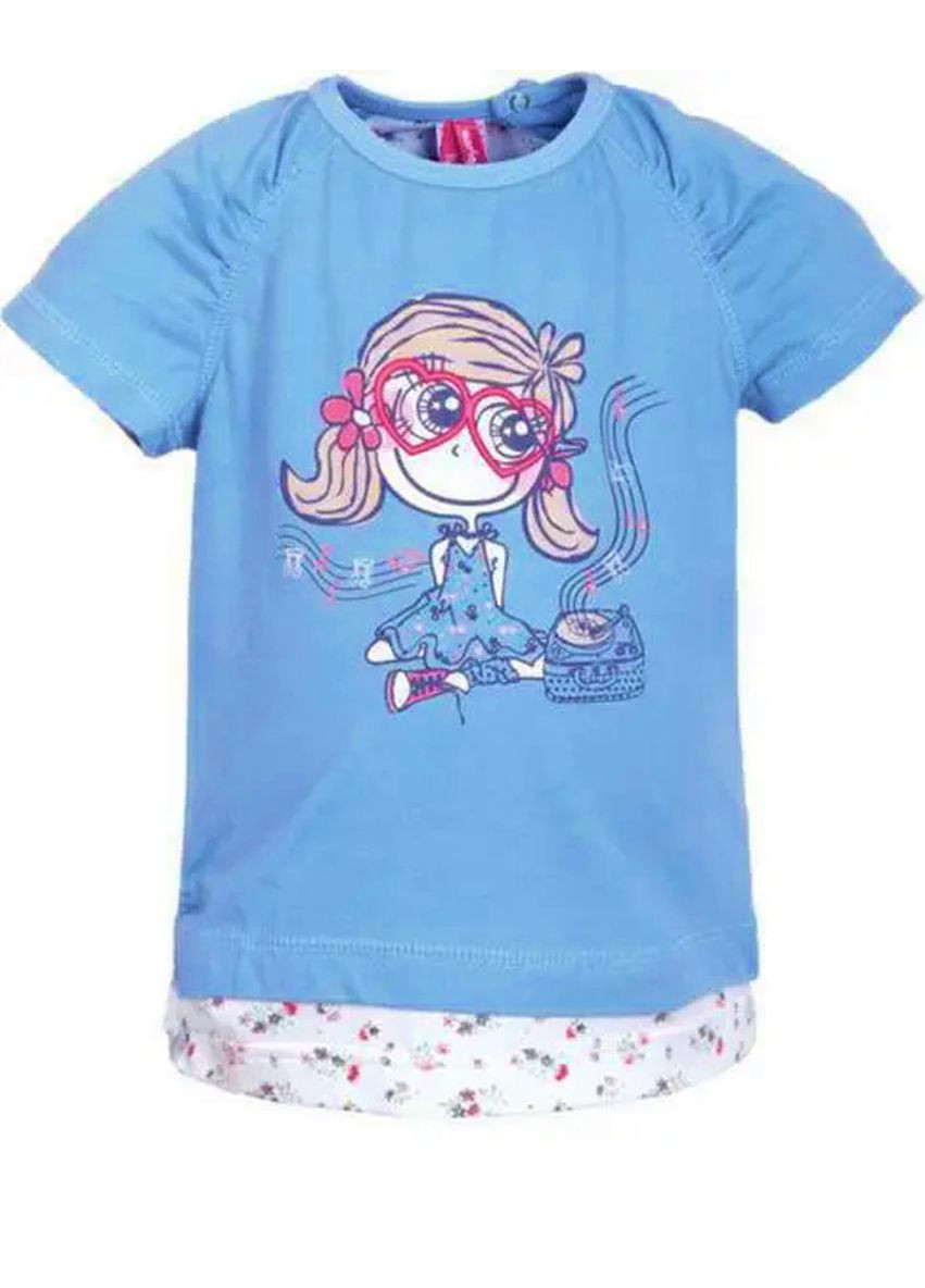 Блакитна літня футболка для дівчинки 121-40-039 блакитний Mariquita