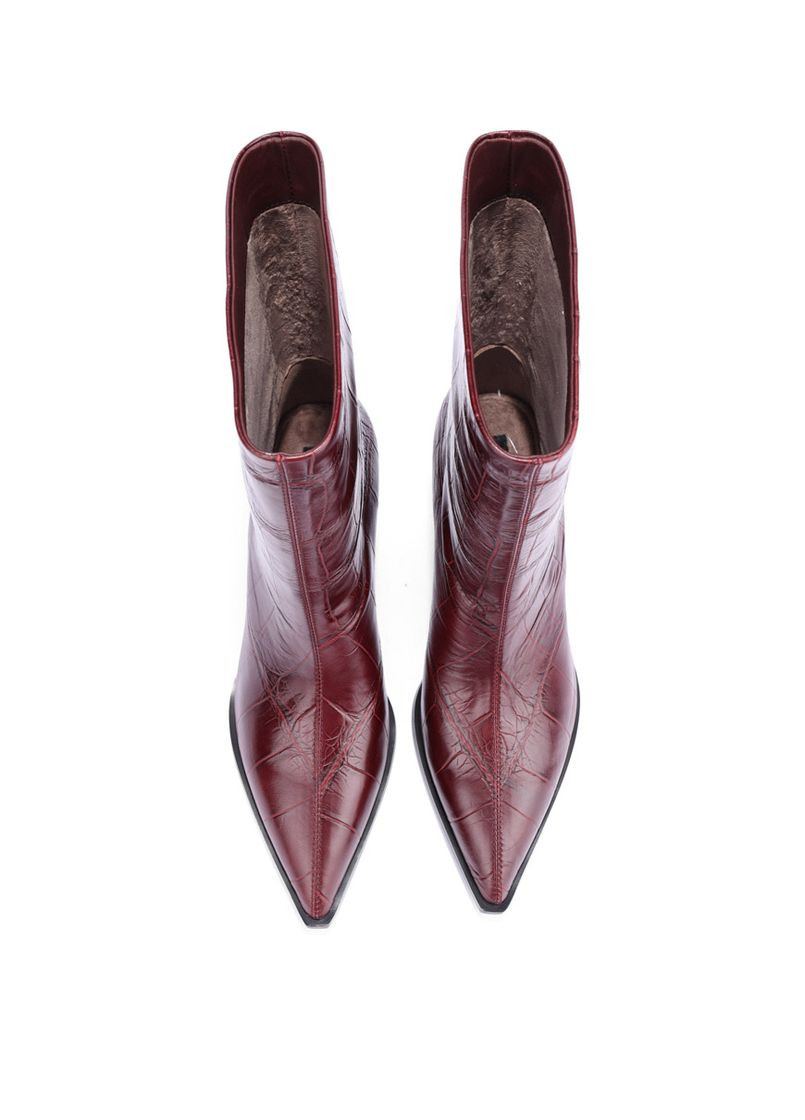 Осенние женские ботинки 883h-0820-n536 бордовый кожа MIRATON