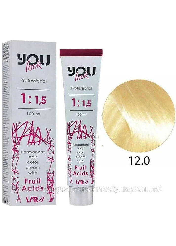Фарба для волосся 12.0 суперосвітлюючий натуральний блонд Cream Fruit Acids, 100 мл You Look (396327211)