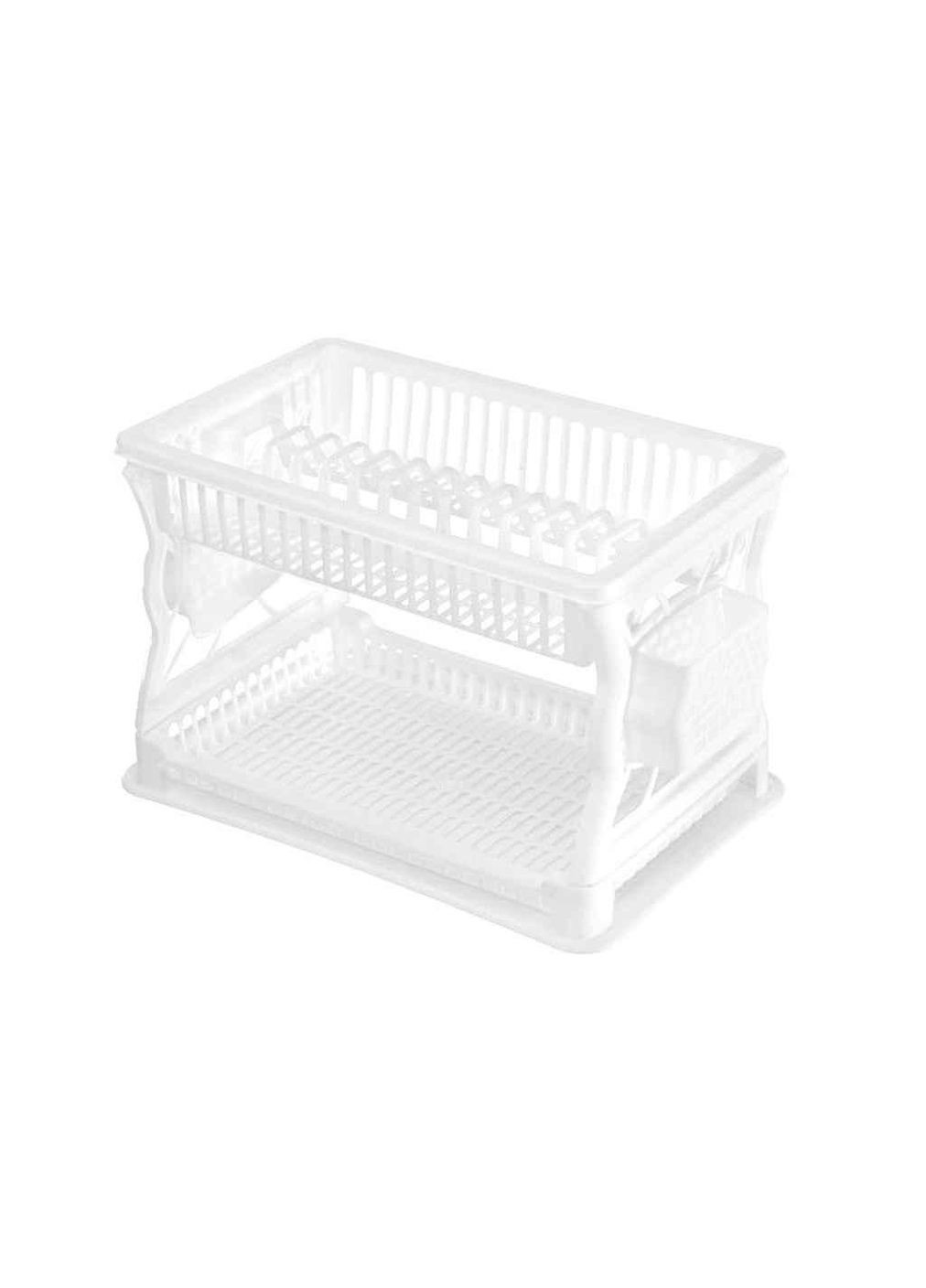 Сушарка пластикова для посуду з піддоном(13тар) двоярусна (біла) ТМ R-Plastic (304643829)