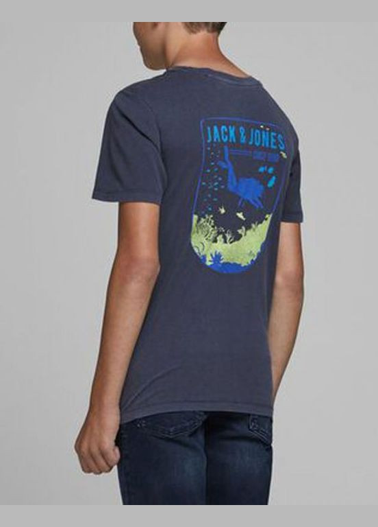 Серо-синяя демисезонная футболка для парня 12180265-2 серо-синяя с водолазом (140 см) Jack & Jones