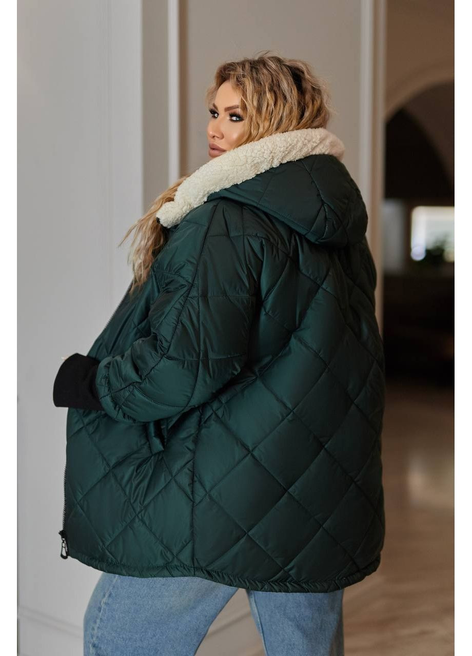 Смарагдова зимня куртка жіноча зимова з капюшоном No Brand