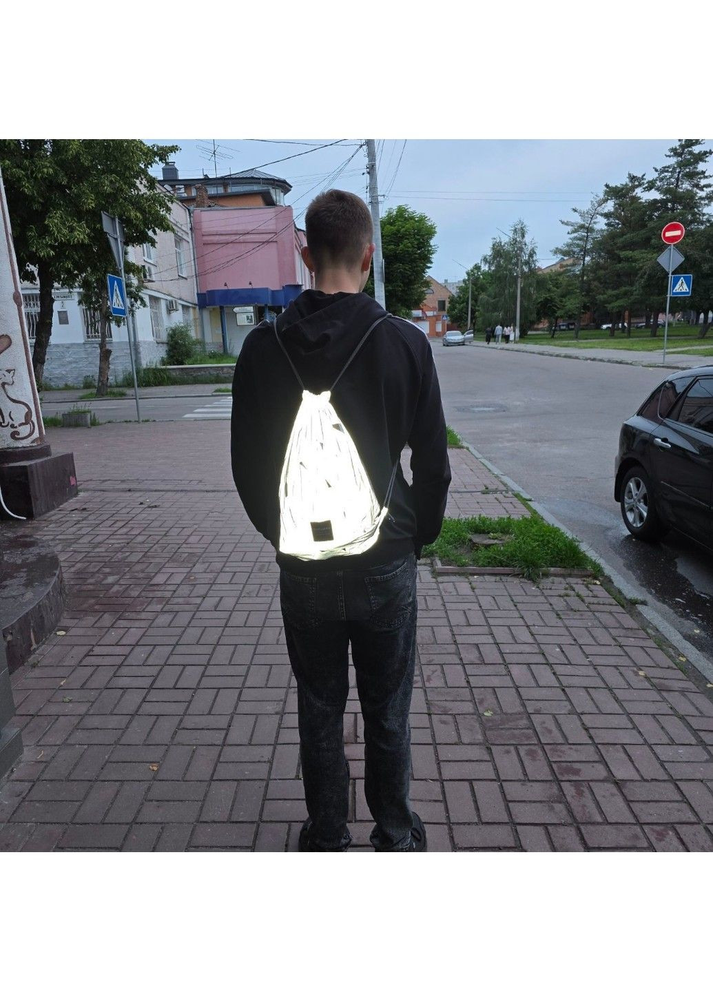 Рюкзак-мешок светоотражающий SviPashka "Абстракция" с серыми шнурками | стиль и безопасность в одном No Brand (336192661)