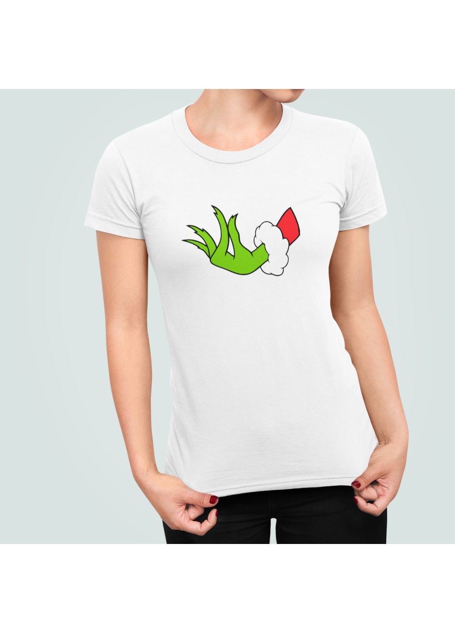 Женская Новогодняя футболка с принтом Рука Grinch Гринча Рождество Stedman - (369154749)