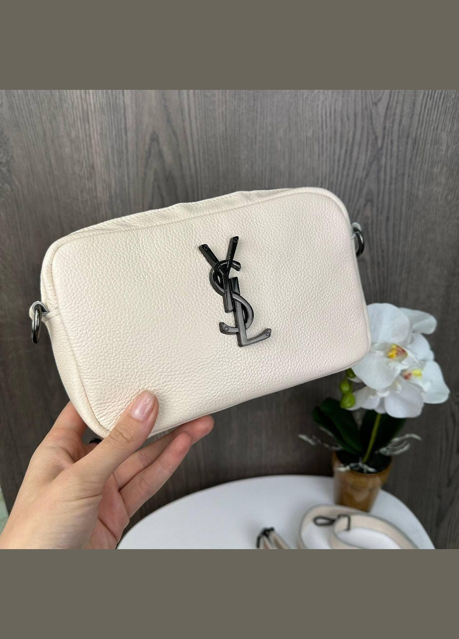 Кожаная мини сумочка клатч на молнии с натуральной кожей молочная (sku_1594М) No Brand (330575767)