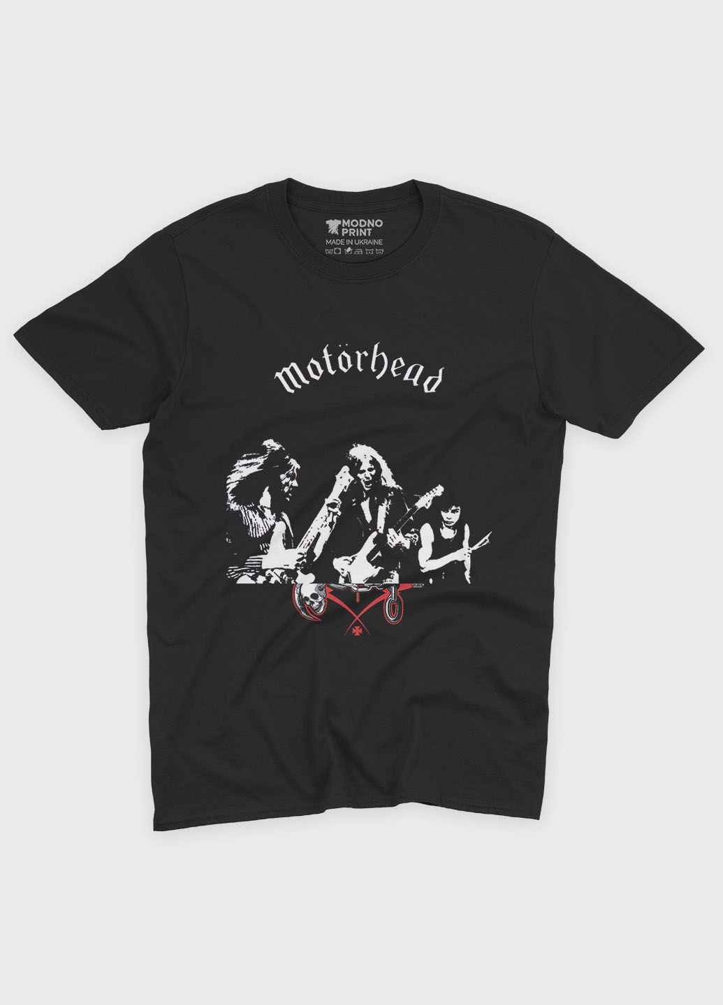 Чорна чоловіча футболка з рок принтом "motorhead" (ts001-4-bl-004-2-266) Modno