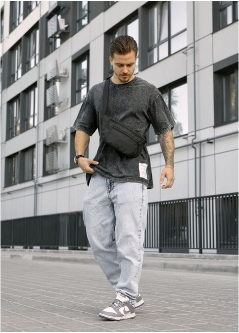 Мужская тканевая поясная сумка бананка Черная (2938038617) Sambag (366036765)