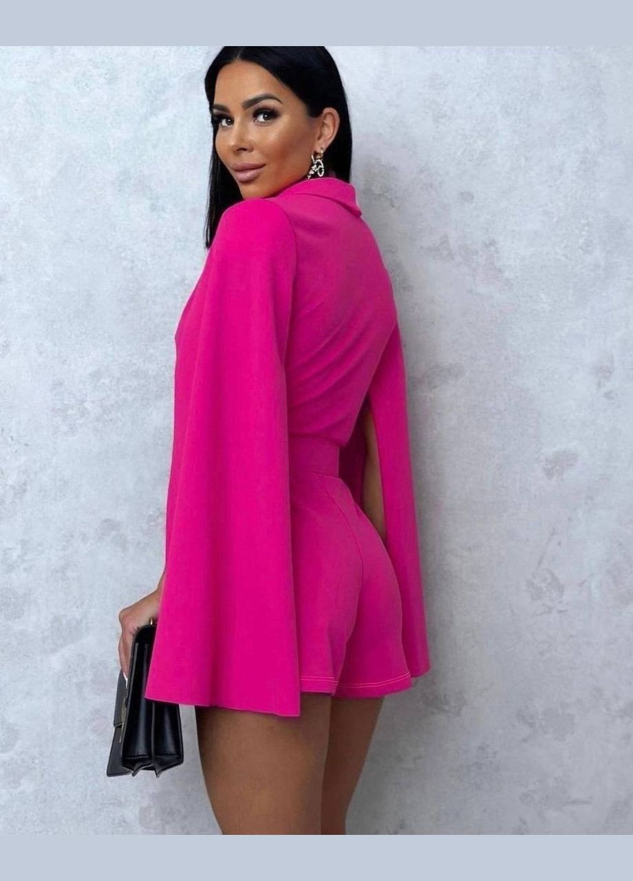 Комбінезон жіночий No Brand комбінезон-шорти однотонний малиновий святковий, коктейльний, діловий, відвертий, повсякденний, кежуал, джинсовий, вечірній костюмна