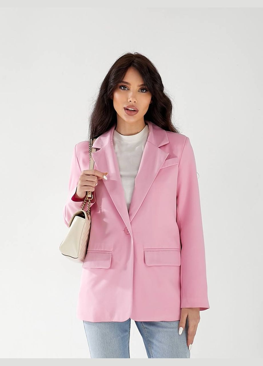Розовый женский удлиненный женский пиджак на подкладке Osoblyva -