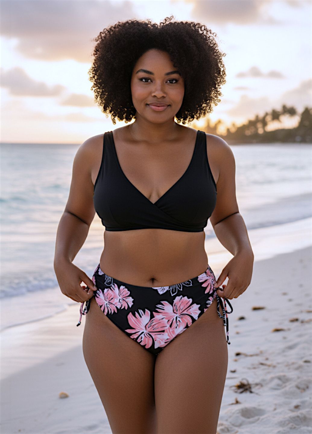 Черный летний женский купальник tankini yonique women's plus size floral print черный (8191) раздельный FS