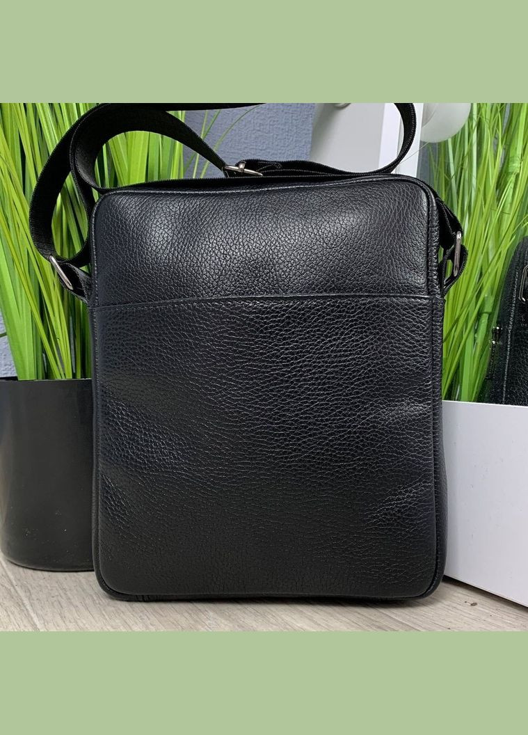 Чоловіча сумка через плече, барсетка з натуральної шкіри містка, чорна No Brand (354722029)