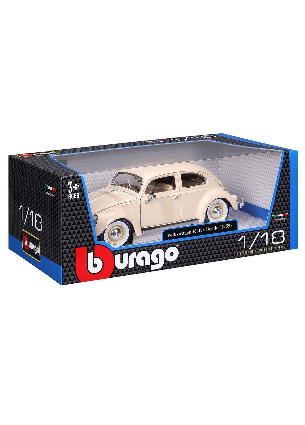 Автомодель - Volkswagen Käfer Beetle (1955) (бежевый, 1:18) Bburago (368834668)
